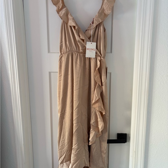 Show Me Your MuMu Cream High Low Wrap Dress - Picture 5 of 5